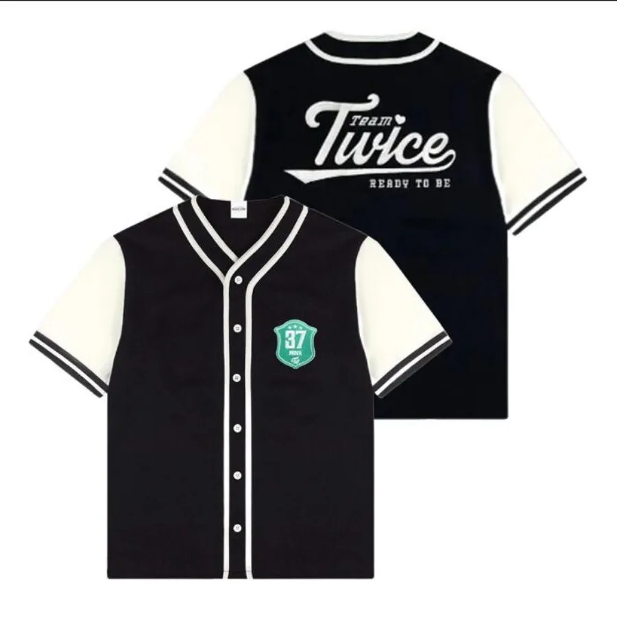 KPOP TWICE READY TO BE Tour Baseball Jersey T-shirt Momo Sana Mina Jeongyeon Tzuyu Jihyo Short Sleeve Graphic Tees KPOP Clothes