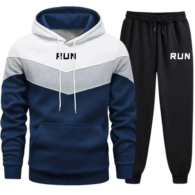 

Мужские толстовки, спортивный костюм, комплект из 2 предметов, осень-зима, повседневные спортивные спортивные костюмы для бега, мужские домашние уличные удобные теплые модные наряды