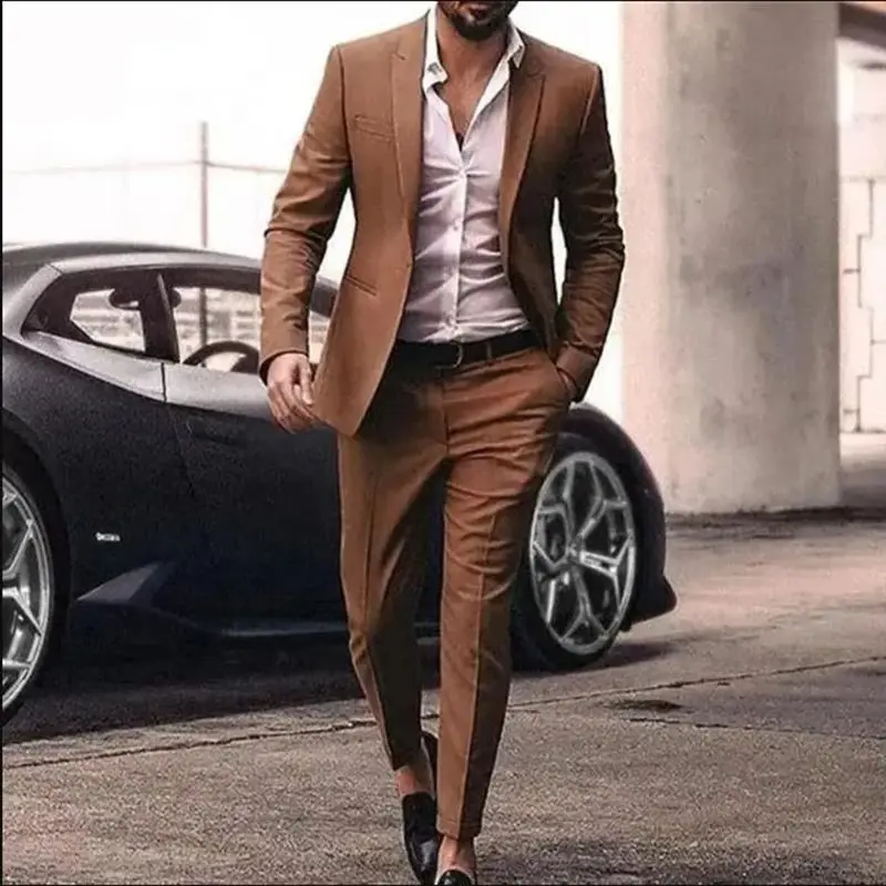 New 2 Piece Men Suit Formal Business Wedding Suits for Men Best Man Blazer Groom Wear Tuxedos Slim Fit Costume Homme Mariage