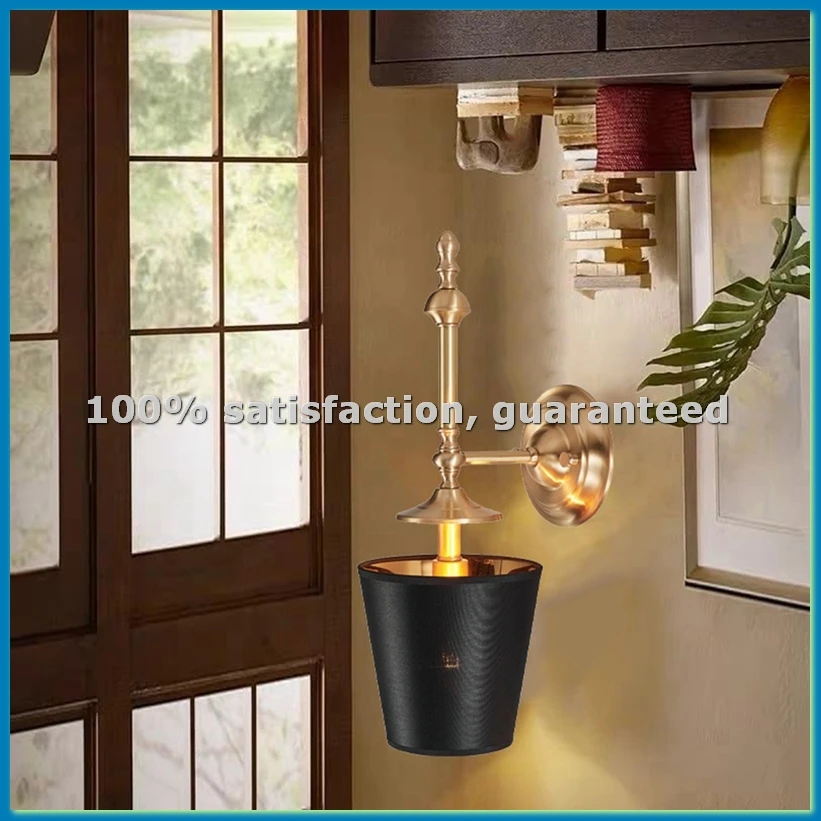 

Европейский винтажный настенный светильник из ткани для спальни и гостиной, декоративные железные светодиодные настенные светильники, внутренние бра