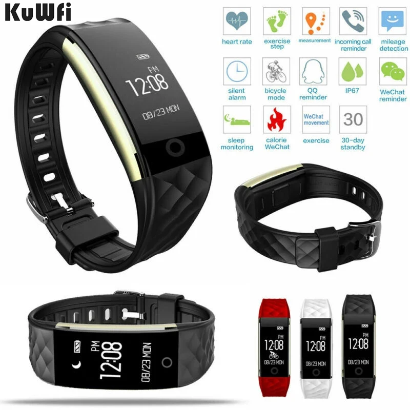 

KuWFi Smart Watch LED Display Sports Fitness Bracelet Heart Rate Monitor IP67 Waterproof Wristband for Men And Women