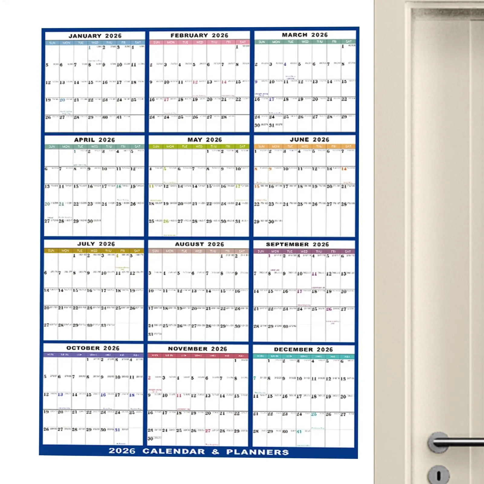 

Large Dry Erase Calendar for Wall 2026 Wall Calendar 12 Month 22.83X34.56 Inch Yearly Schedule Organizer for Indoor Home Fridge