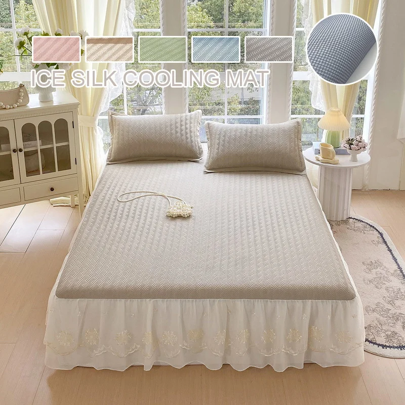 

Ice Bean PE Cool Touch Cooling Bed Mat Soft Skin Friendly Anti Slip Breathable Ice Silk Sleeping Mat For Summer Bedroom Home Use