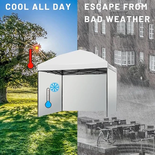 Imagen 2 del producto MOQI Toldo instantáneo Paredes laterales extraíbles Paredes solares laterales para tienda emergente 10x10 UPF50 + Impermeable Blanco y plata 10x10 pies