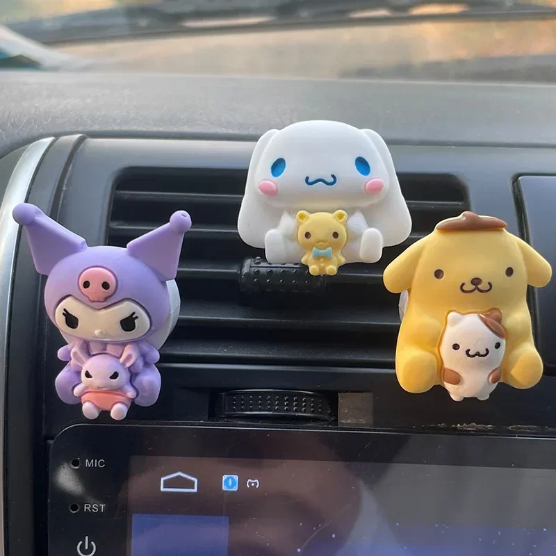 Fragrância para Saída de Ar do Carro Kuromi Cinnamoroll, Decoração Fofa, Aromaterapia Kawaii com Melody, Pompompurin e Pochacco