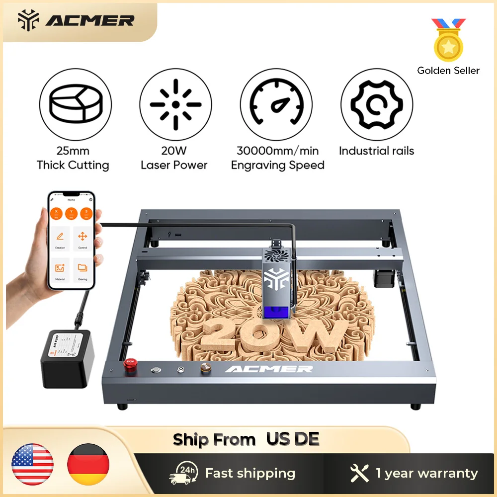 

ACMER P2 20W 10W Laser Engraver With Automatic Air Assist Kit WIFI Engraving Cutting Machine Carve Wood Leather for Business