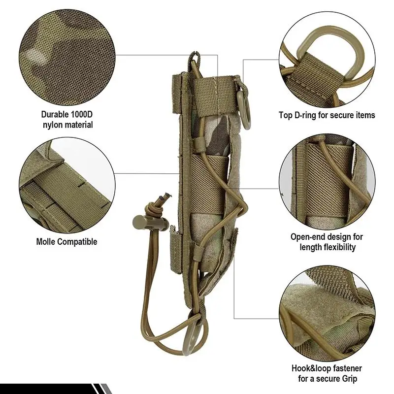 ONETIGRIS Flashlight Holster Molle Flashlight Holder for Belt Tactical Pouch Torch Linear Hand Tool Horizontal Carrying