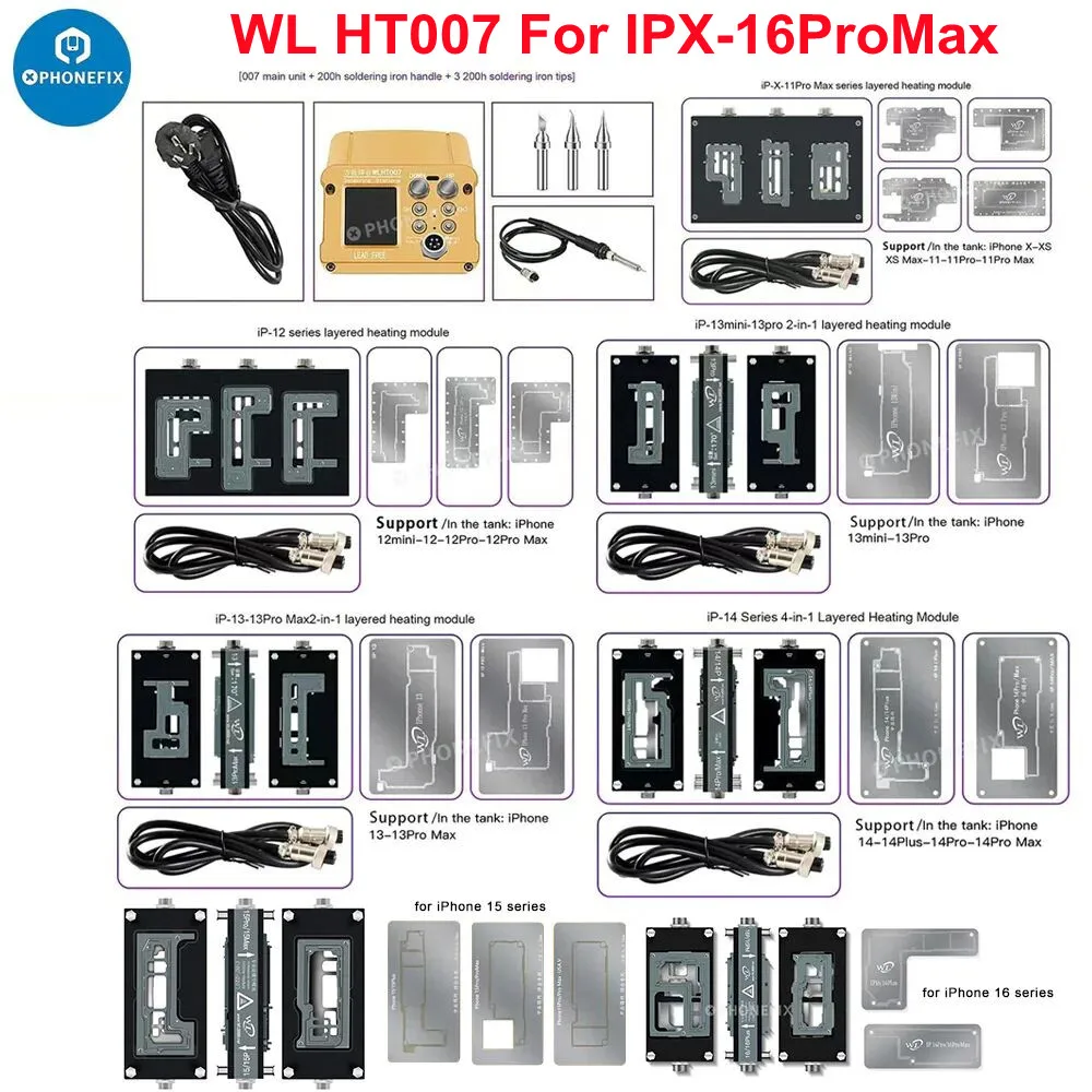 WL HT007 Intelligent Layered Heating Soldering Station Temperature Control Tin Planting Motherboard for iPhone X- 16 Pro Max