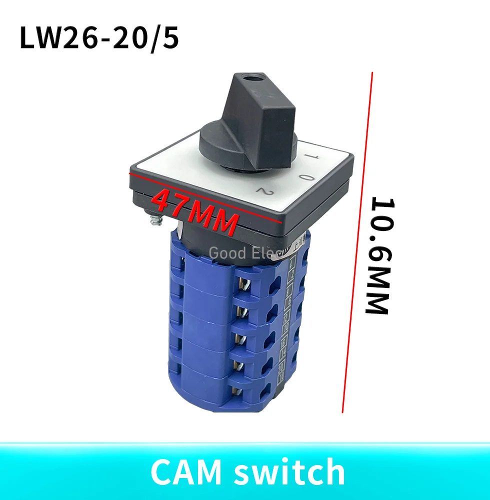 1PCS LW26-20/5 1-0-2 AC 500V 20A Universal Rotary Selector 1-0-2 On-Off-On 3 Positions Cam Changeover Switch