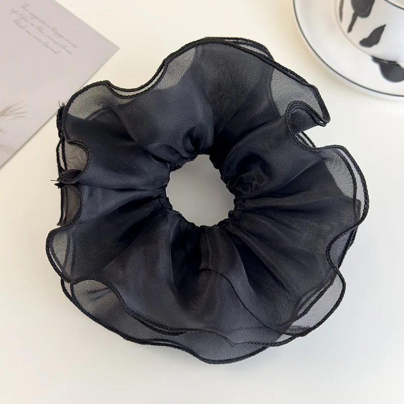 Ballet Style Double-Layer Mesh Intestine Hair Ring Headwear, Mesh Ears Folded Pleats Meatball Hair Ring - view 6