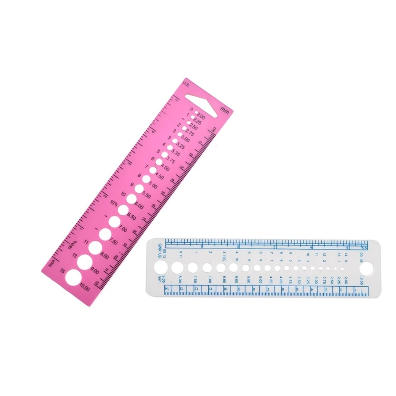 DONG Plastic All In Measure Ruler Useful Needle Gauge Sewing Ruler Circle Holes Template Ruler for Creative Knitting Tool