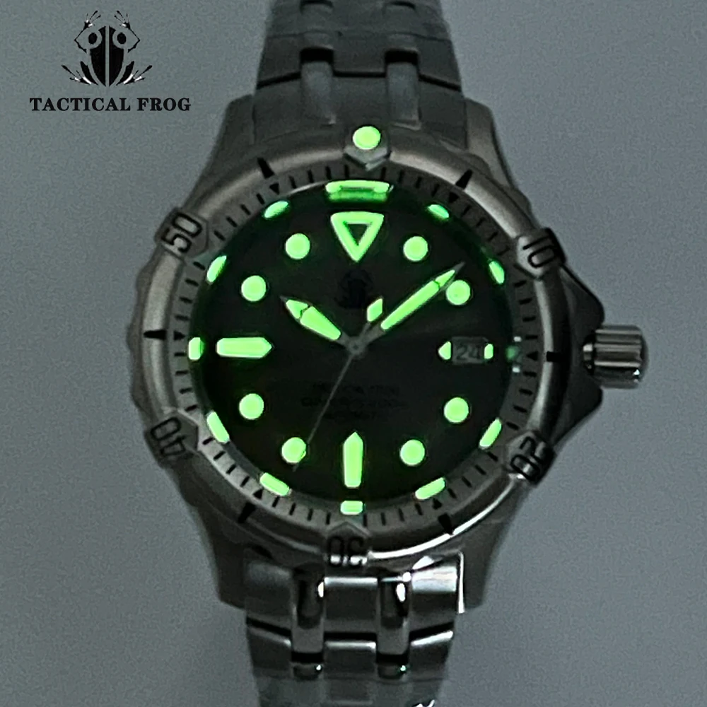 Tactical Frog Men Diving Watch Sapphire Glass C3 Luminous 316L Stainless 200M Water Resistant NH35 Automatic Mechanical Watch