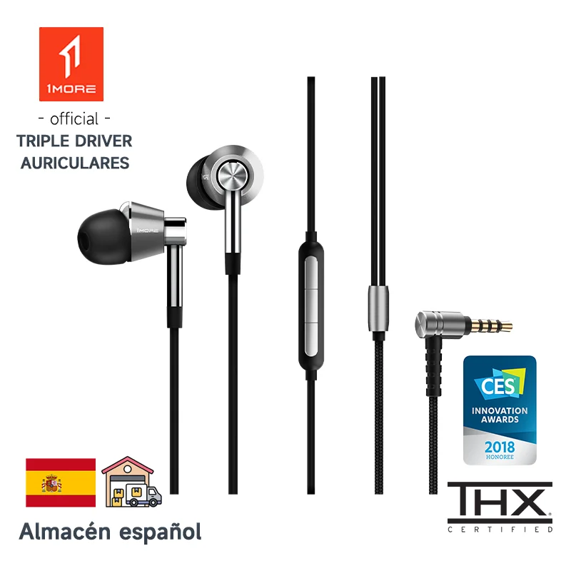1 plus Triple pilote E1001 écouteurs filaires intra-auriculaires IEM 3.5mm casque pour la surveillance de la musique écouteurs de jeu