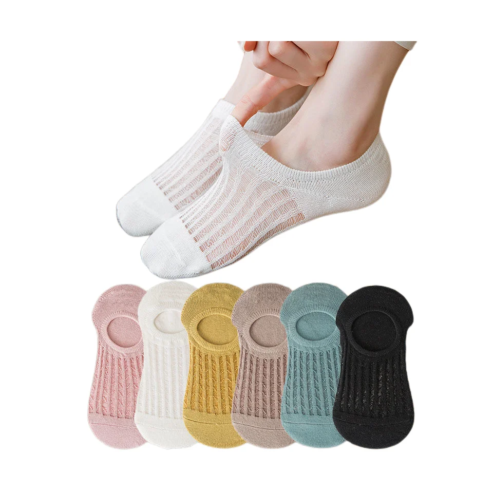 5 Pairs Women Invisible Boat Socks Summer Mujer Silicone Non-slip Chaussette Ankle Low Female Cotton Show Breathable Calcetines