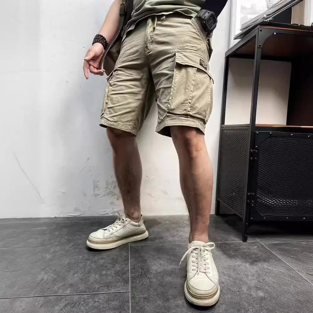 

Men Summer New Multi Pockets Cotton Cargo Shorts Men Fashion Solid Quick Dry Joggers Shorts Pants Outdoor Breathable Shorts Male
