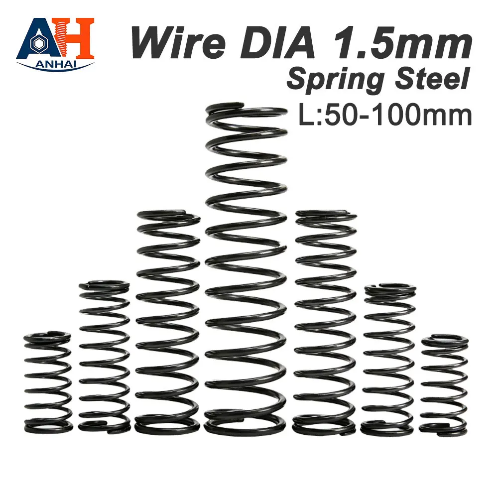10Pcs 1.5mm Compression Spring Steel Wire Outer Diameter 8mm to 20mm Length 50 to 100mm Pressure Spring