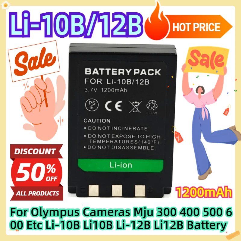 

For Olympus Cameras Mju 300 400 500 600 Etc Li-10B Li10B Li-12B Li12B Battery