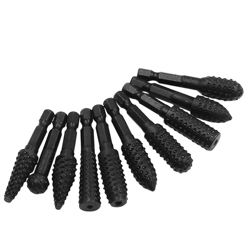 

Classy-10Pcs Rotary Rasp File Set 1/4 Inch Hex Shank Rotary Burrs For Wood Carving Durable Easy Install Easy To Use