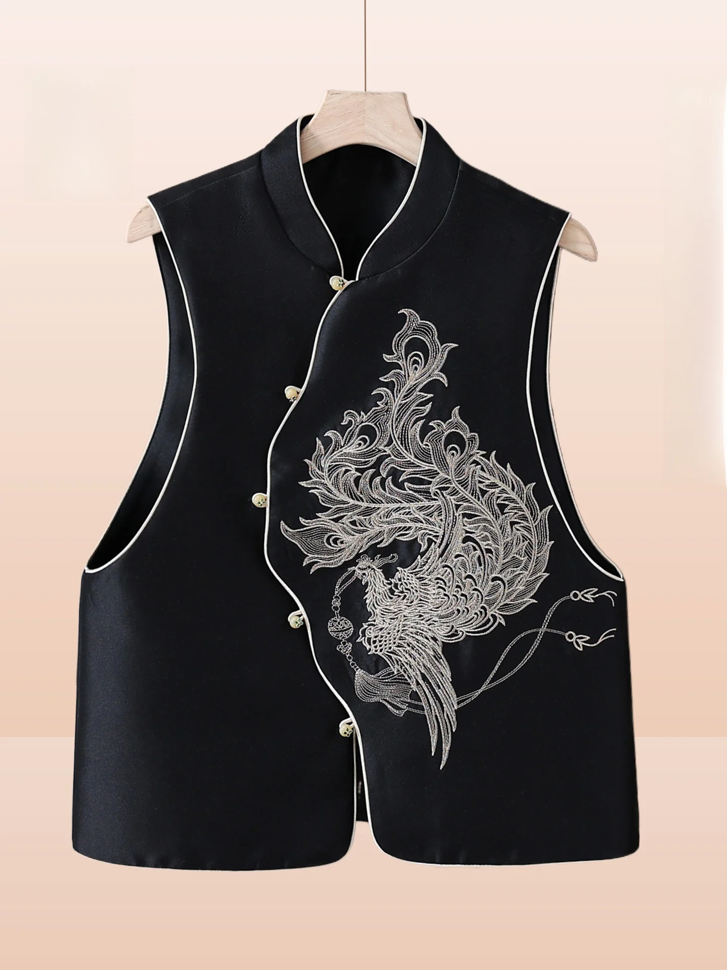 

Новая модная китайская вышитая жилетка-накидка для женщин среднего и старшего возраста, весна-лето 2024, с богатой отделкой