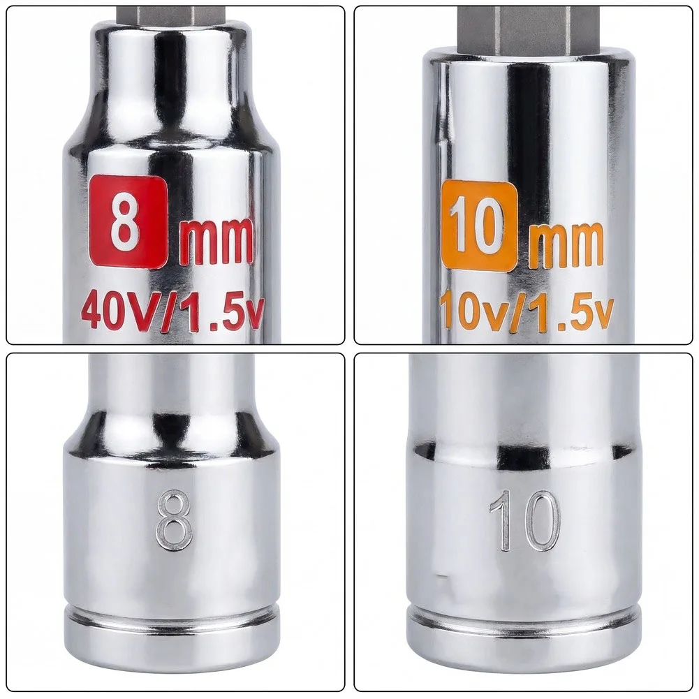 8mm to 19mm Deep For Impact Socket Set Chrome Plated Alloy Steel for High Torque Applications and Heavy Duty Use