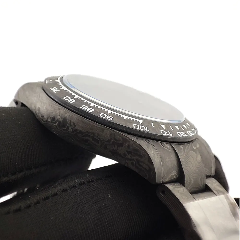 38mm Carbon Fiber Watch Case 4130 VK63 with Sapphire Crystal Watch Glass And Carbon Fiber Strap Suitable for VK63 4130 Movement