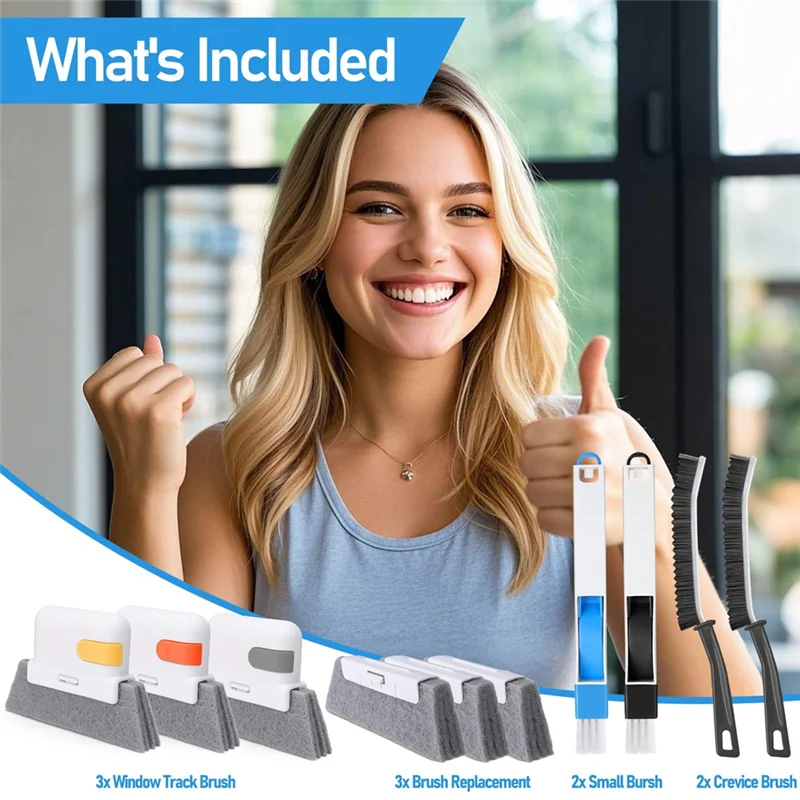 

A27F-Window Track Cleaner Set, Window Groove Cleaning Brush Tools, Window Track Cleaning Tools,For Kitchen, Bathroom