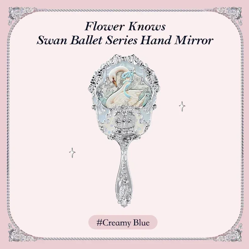 Flower sa Swan Ballet Series Hand Holding Mirror 3 tipi squisiti strumenti per il trucco in rilievo rosa blu bianco