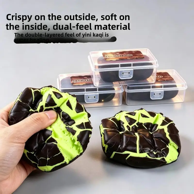 Chocolate Wax Cracking Squeeze Toy Crunchy Sound Crispy Feel Donut Cat Paw Fidget Toy for Halloween Goodie Bags
