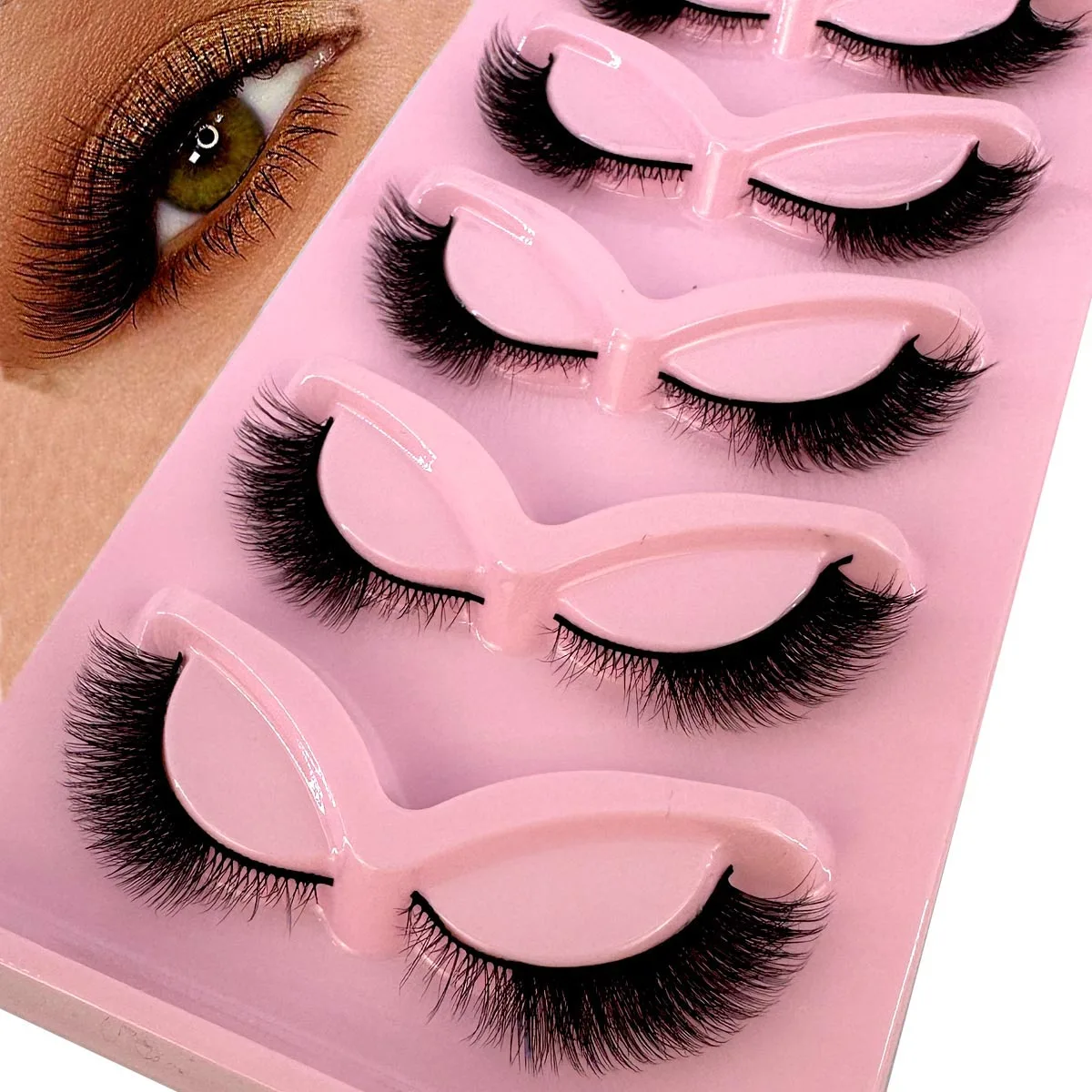 False eyelashes Natural appearance cat eyelashes mink fluffy fox eyelashes with 13mm false eyelashes 5 pairs