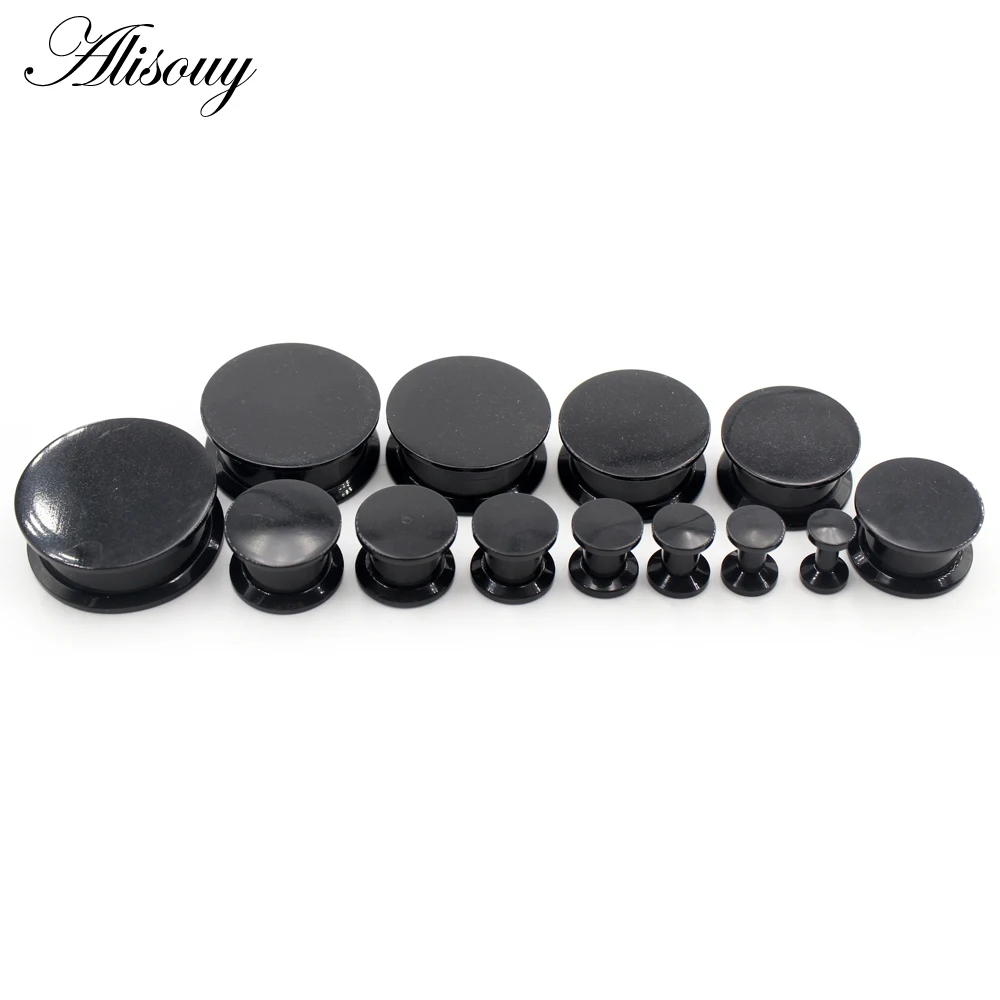 Alisouy 2PCS 3-24mm Black Acrylic Internal Thread Double Flared Ear Tunnel Plugs Expander Stretcher Gauges Piercing Body Jewelry