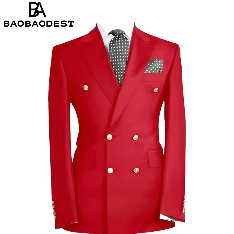 

"Men's Custom Tailored Suit Jacket Double Breasted Blazer for Wedding, Prom, Formal Events - Slim Fit Business Coat - Elegant