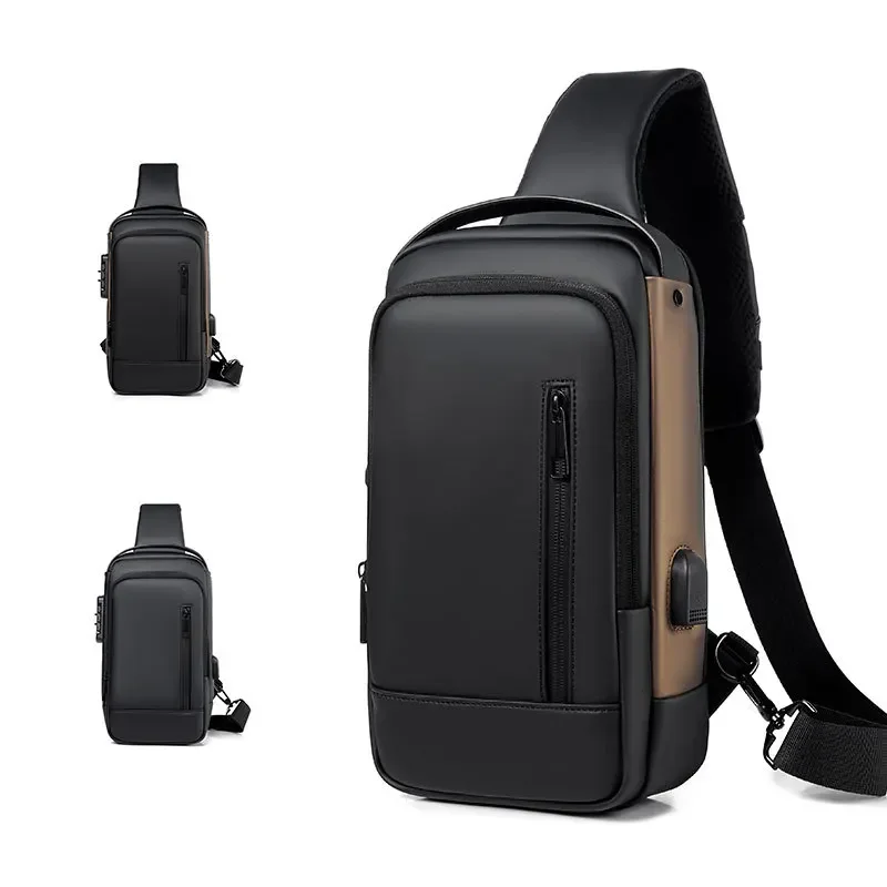 Anti Theft Large Capacity Men Oxford Sling Crossbody Sports Travel Gym Waterproof Multifunction Shoulder Messenger USB Chest Bag