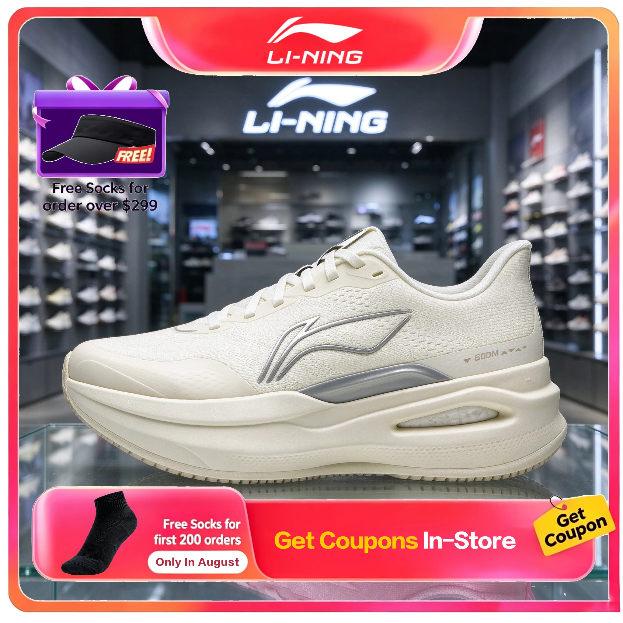 Li Ning Lie Jun 9 ESSENTIAL Womens Running Shoes Fall New Stable Support Breathable Cushion Sneakers