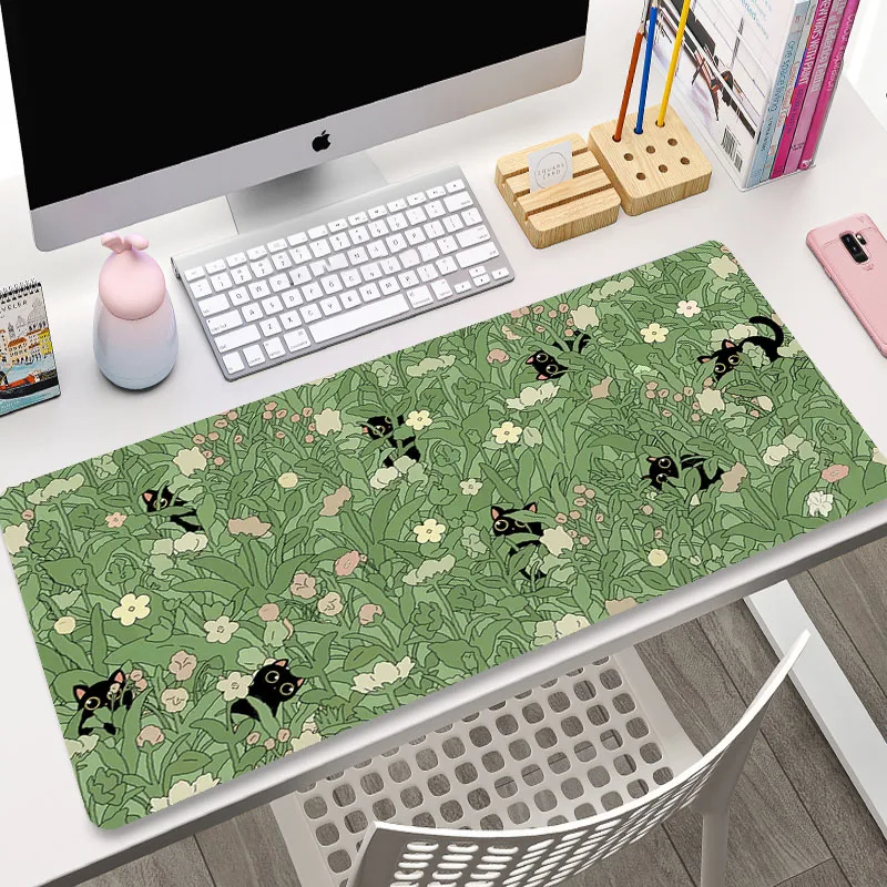1 Cute Cat Big Game Keyboard Mouse Pad XL Green Plant Computer Player Tablet Mouse Pad Long Mouse Pad XXL 900x400 Play Mouse Pad