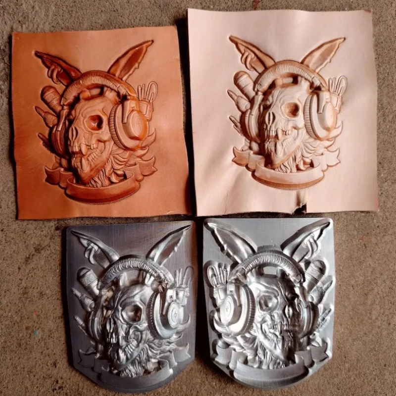 

3D Rock Skull Rabbit Design Leather Concave Convex Mold Embossing Stamp Vegetable Tanned Leather Shaping Stamper Carving Craft
