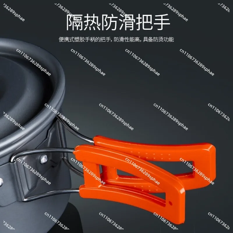 Outdoor set pot teapot picnic tea drinking tableware pot set portable cooking utensils camping aluminum alloy stir-frying