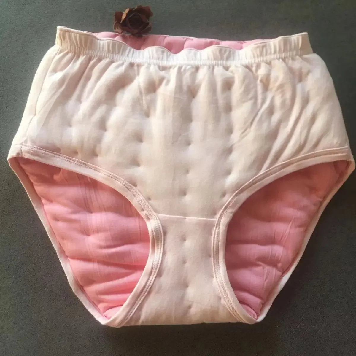 Handmade Women Cotton Blended High Waist Briefs Leak‑Proof Panties Puffy Big Shape Soft And Comfortable