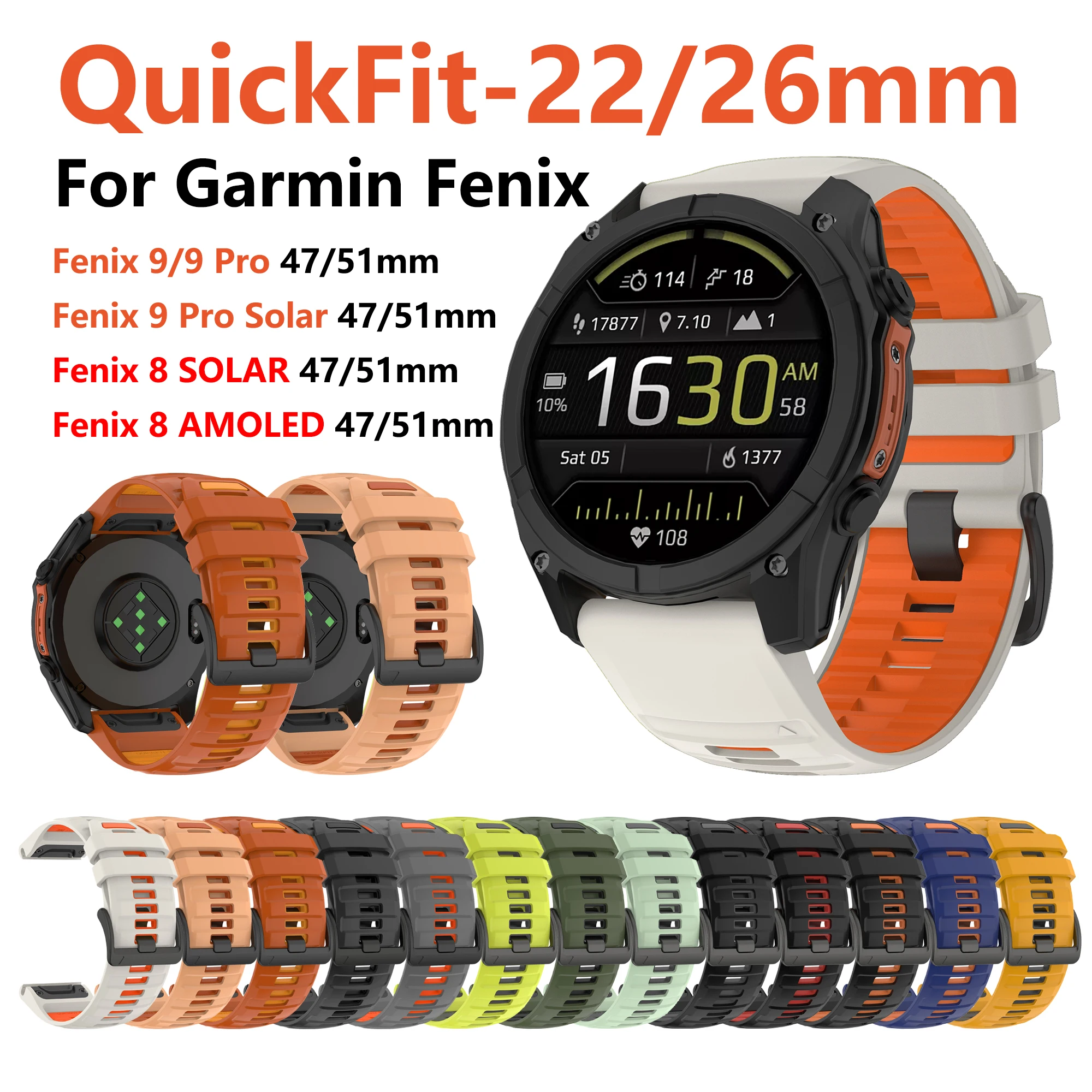 QuickFit Strap 22mm 26mm Watchband for Garmin Fenix 9 9 Pro Solar Fenix 8 47mm 51mm Epix Gen2 7 7X Pro 6 6X 5 5X 970 Watch Band