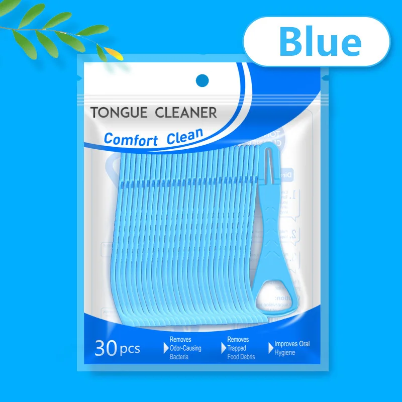 30PCS Disposable Plastic Tongue Scrapers Travel Size for Fresh Breath and Oral Hygiene