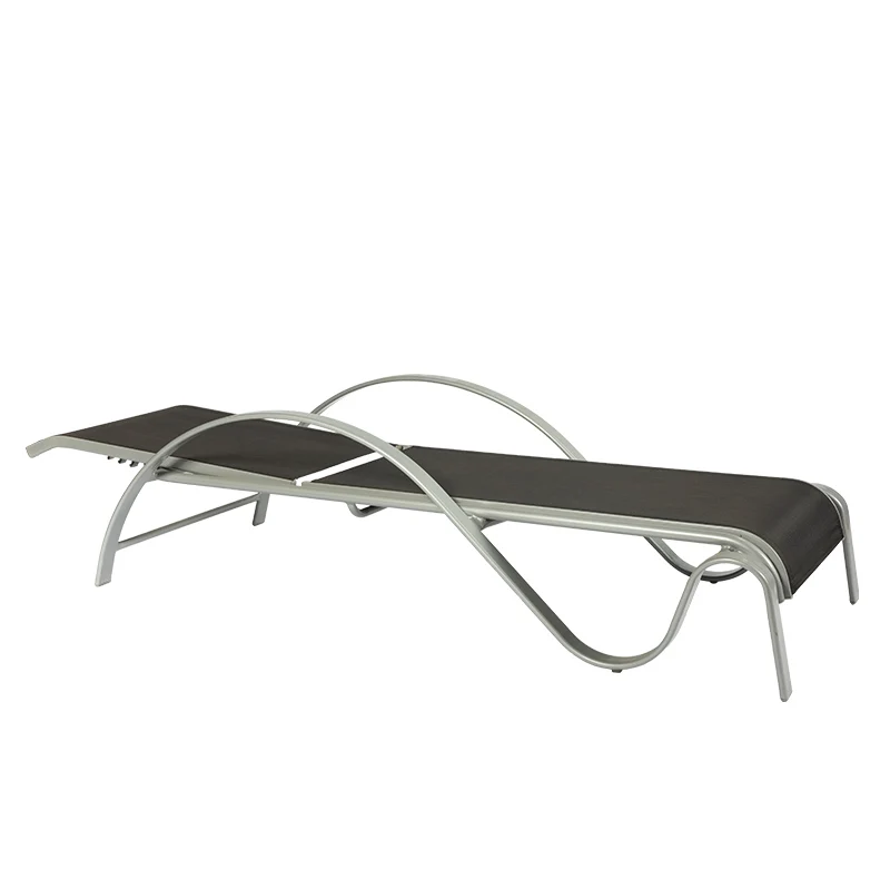 New Aluminum Outdoor Sunbed Chaise Longue with Modern Design Foldable Full Color Printing for Hotel Warehouse Park Hospital Use