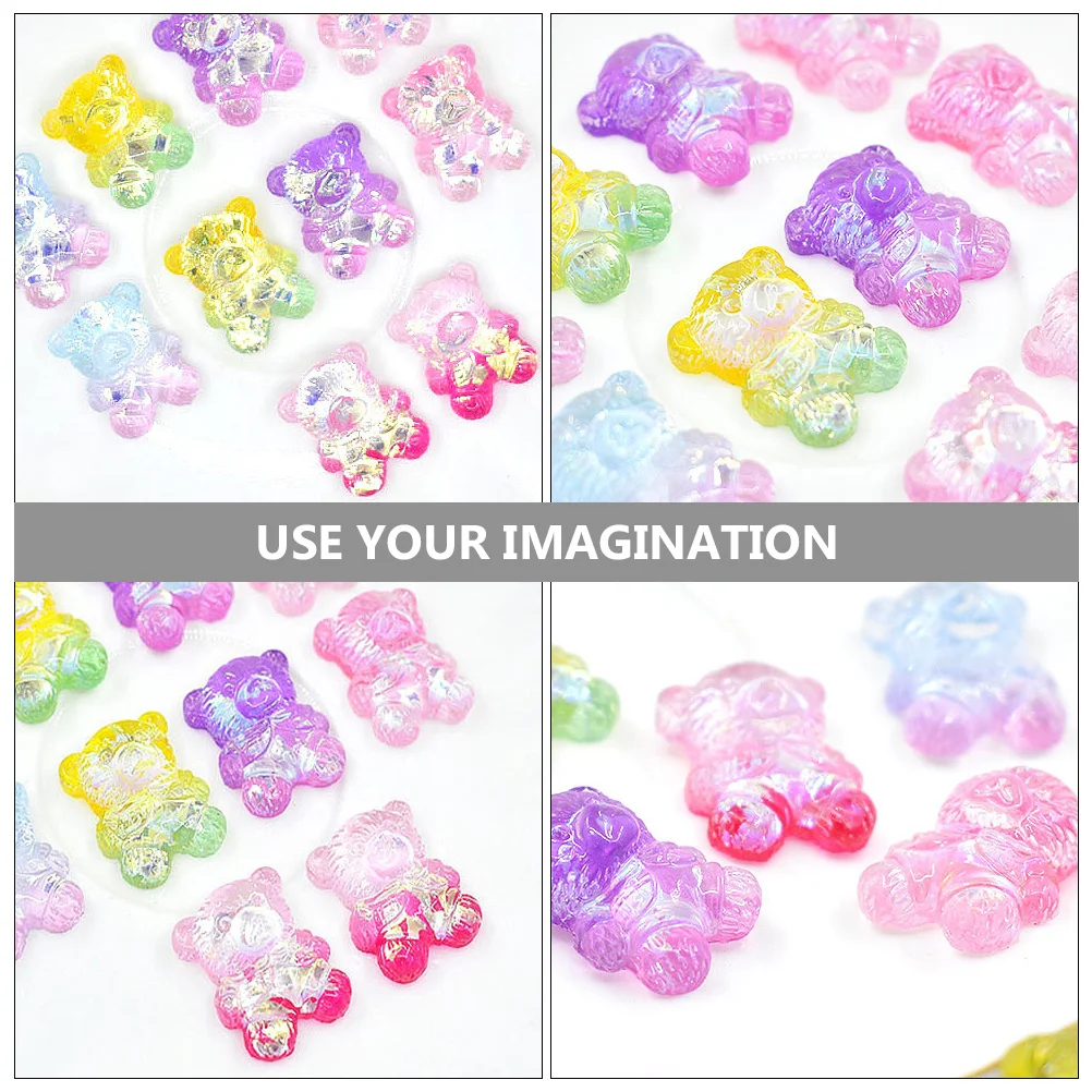 อุปกรณ์ตกแต่งรูปหมีเรซิ่น 20 ชิ้น สีสันสดใส ทำด้วยมือ สำหรับงาน DIY ตกแต่งสติ๊กเกอร์ งานศิลปะติดผนัง โทรศัพท์มือถือ ตู้เย็น