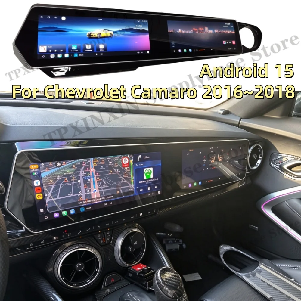 Dual-screen With Carplay Android Auto For Chevrolet Camaro 2016~2018 Automotive Multimedia GPS Navi Car Stereo Player Head Unit