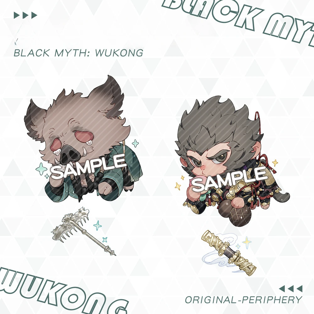 2pcs Popular Game Derivatives Double-sided Acrylic Keychain Black Myth: Wukong Q Version Daily Wear Backpack Pendant