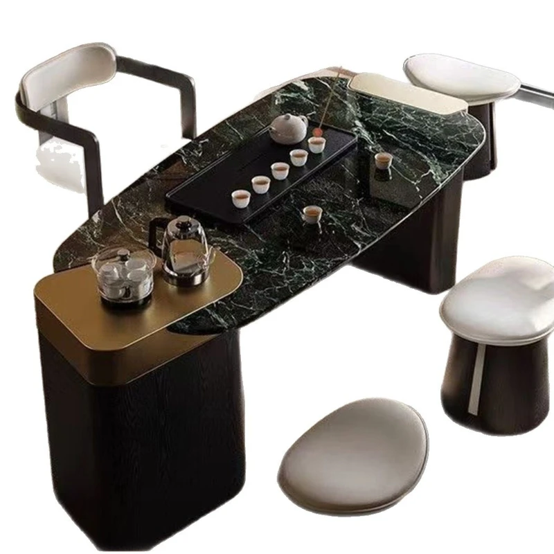 

Marble high-end tea table living room balcony small tea table household small apartment office light luxury modern high-end