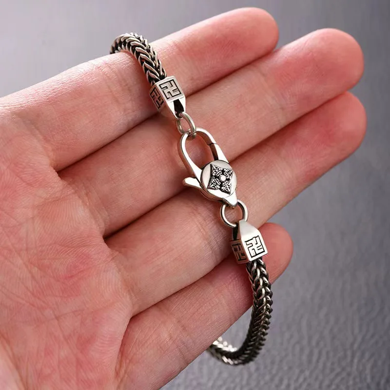 Retro Punk Keel Chain Bracelet Stainless Steel Silver Color Fashion Personality Cool hip-hop Rock Jewelry Gift For Men Women