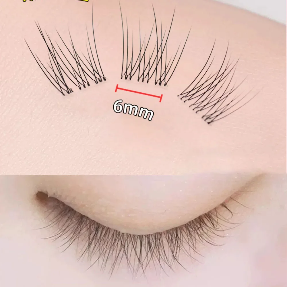 10 Rows Curled False Eyelash Natural Slender Fishtail Fake Eyelash Transparent Stem Individual Lashes Lash Cute Eye Makeup