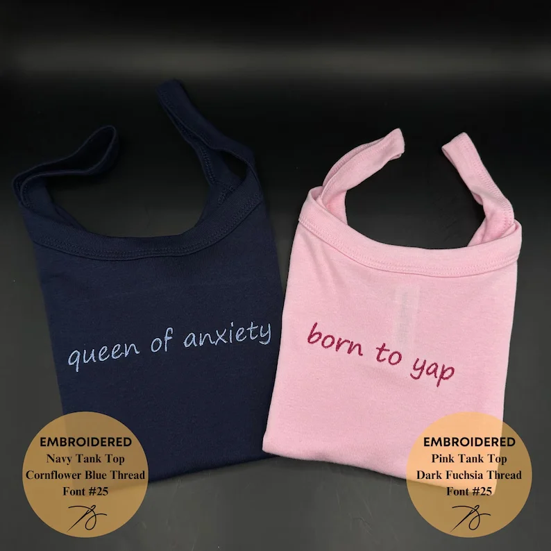 Custom Embroidered Crop Top Tank, Personalized Crop Top, Custom Text Embroidered Tank Top, Embroidered Spaghetti Strap Tank Top