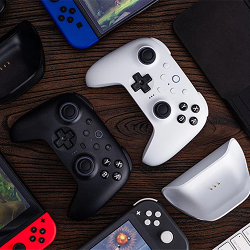 8BitDo Ultimate 2 وحدة تحكم بلوتوث لاسلكية للألعاب مع محول قاعدة شحن للكمبيوتر الشخصي Windows 10 Gamepad للتبديل 3.0