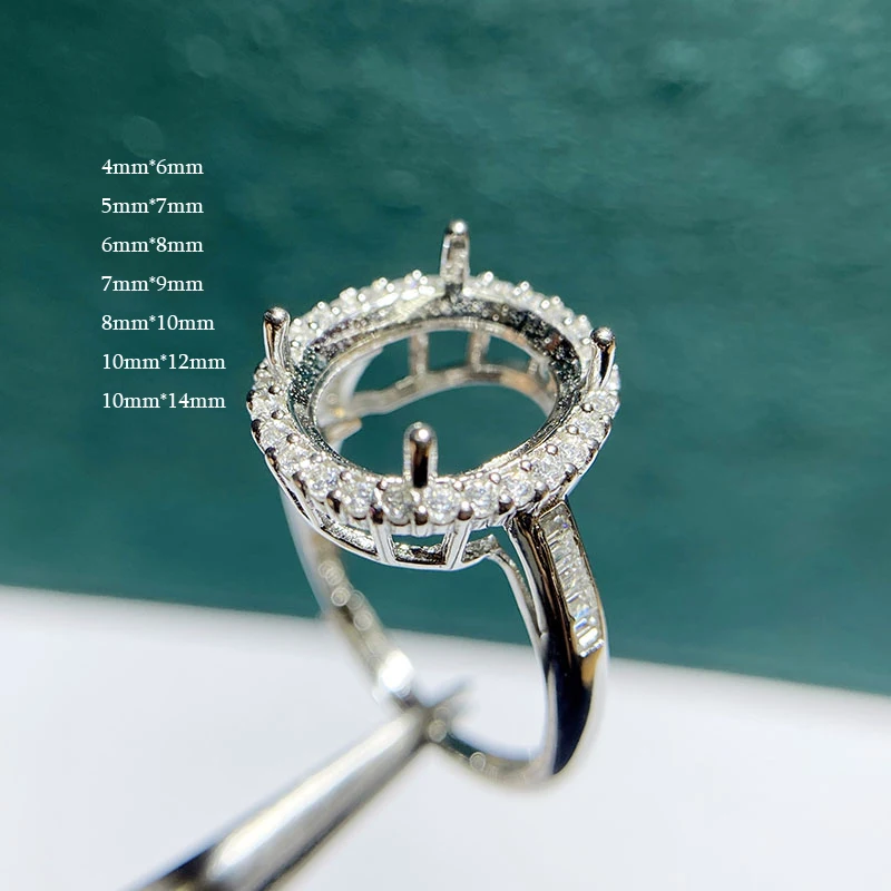 MeiBaPJ-إعداد خاتم فضة إسترليني حقيقي للنساء ، مجوهرات ساحرة رفيعة ، حوامل فارغة تصنعها بنفسك ، الموضة ، 4x6 ، 10x14 ، سبعة أحجام