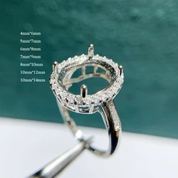 MeiBaPJ 4*6 & 10*14 Seven Sizes Fashion Ring Setting DIY Empty Holders for Women Real 925 Sterling Silver Fine Charm Jewelry